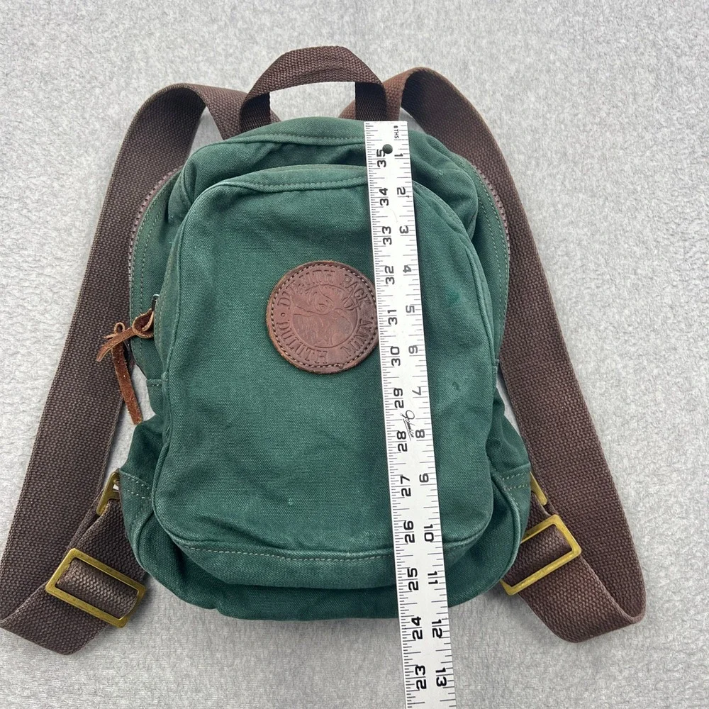 Duluth Pack Backpack Small Green Canvas Leather Logo Heritage Zip Bag USA Made
